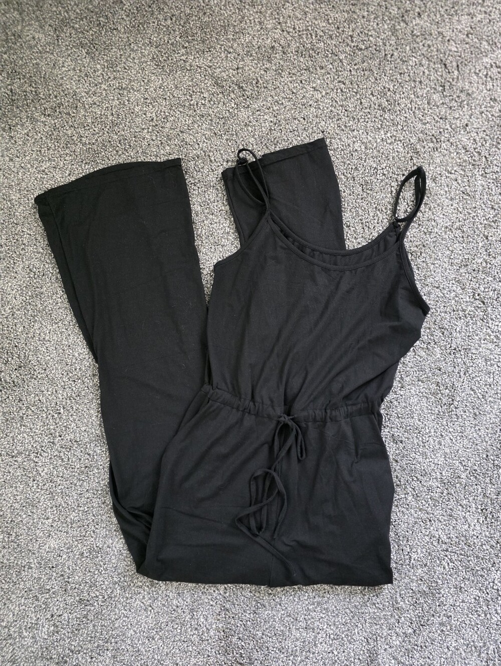 Women's Black Tank Top Romper Jumpsuit with Pockets